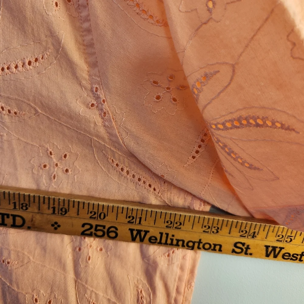 Free Planet Peach Eyelet Cotton Shirt - Tropical Resort Vibes - Picture 7 of 11